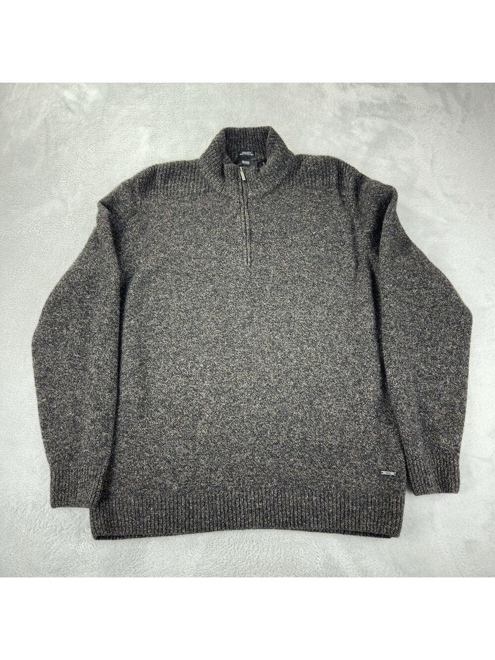 Hugo Boss Men's Size XL Wool Blend 1/4 Zip Pullover Sweater Made In Turkey